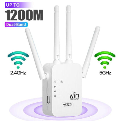 🎁 Sista dagen med 50 % rabatt! 🔥 WiFi-repeater 2026, dual band 1200 Mbit/s (5 GHz/2,4 GHz), signalförstärkare, täckning på 930 m² och 50 enheter, med Ethernet-port.