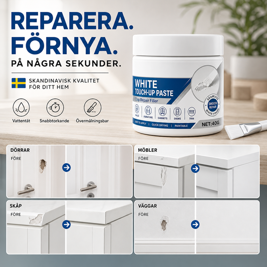 ✨ Återställ dina vita möblers rena utseende på några minuter – effektiv reparationspasta för repor och små skador 🏠
