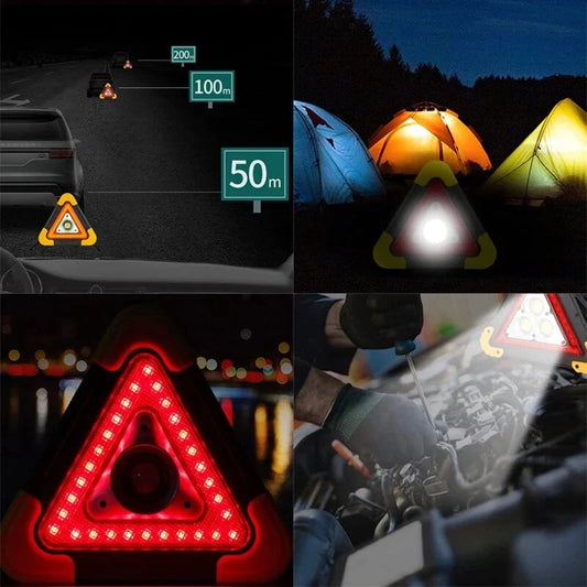 50 % rabatt✨2-i-1 Soldriven Nödtriangel Varningsljus Vid Vägkanten