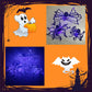 Halloween-dekoration med svart spindel och ljus