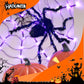 Halloween-dekoration med svart spindel och ljus