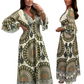 🔥Retro boho maxikjole for damer med dyp V-utringning🔥