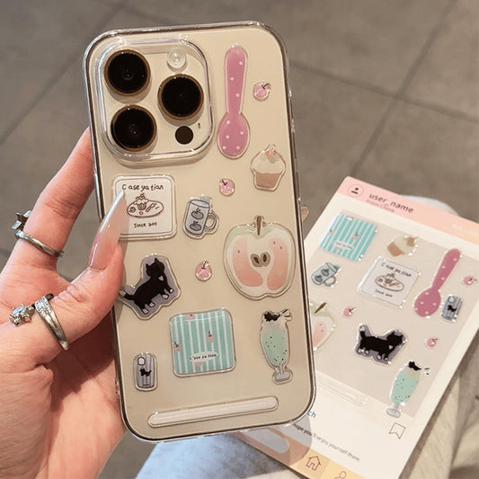 DIY Green Apple Sticker Style Phone Cases for iPhone Series