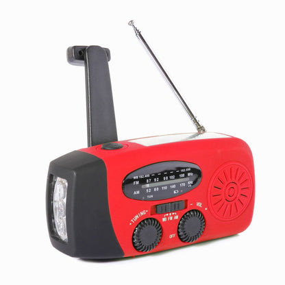 Multifunksjonell nødradio med solcelle, håndsveiv, LED-lys og SOS-alarm – 50 % rabatt