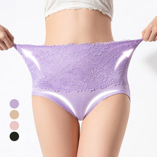 🤩Köp 2 Få 1 gratis🤩-Plus storlek hög midja spets briefs för kvinnor