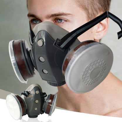 😷 50% RABATT! 🎁 Gasmask med Dubbla Filter & Aktivt Kol – Professionellt Skydd, Hög Filtrering & Andningsbar 🛡️