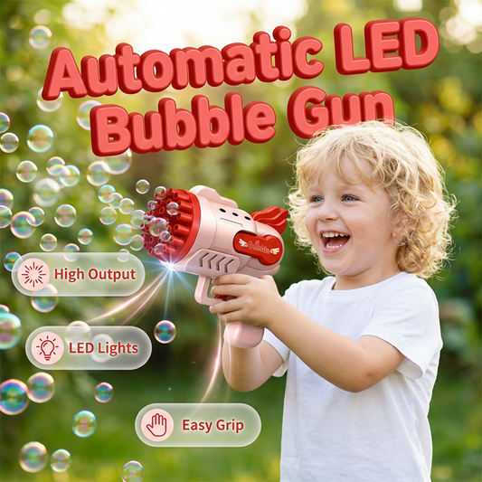 Automatisk bubbelpistol med LED-belysning