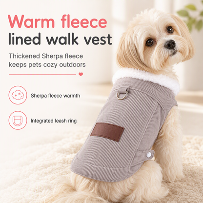 🐾 LIMITED-TIME 50% OFF! ❄️ Warm Lamb Fleece Pet Vest – Thick Lined, Built-in Leash Ring for Dogs & Cats ✨