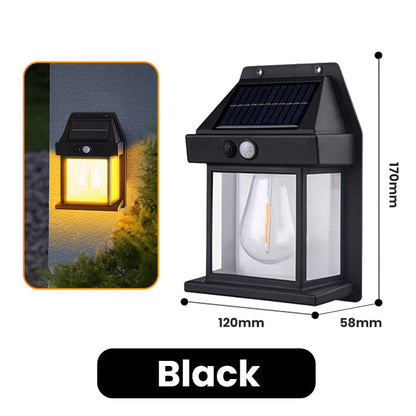 Solcelledrevet vegglampe med bevegelsessensor – 3 lysmoduser