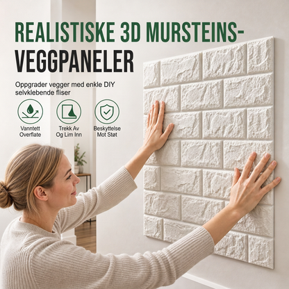 🧱 Selvklebende 3D-veggpaneler med mursteinseffekt 🏡 | Mykt, støtdempende XPE-skum 🛡️ | Vanntett og vaskbart 💧 | Dekker sprekker og flekker | Gjør-det-selv-belegg ✨