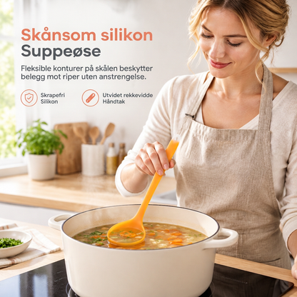 Silikonøse for suppe og servering – skånsom mot non-stick