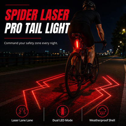 Oppladbart LED-baklys til sykkel med laserlinjer