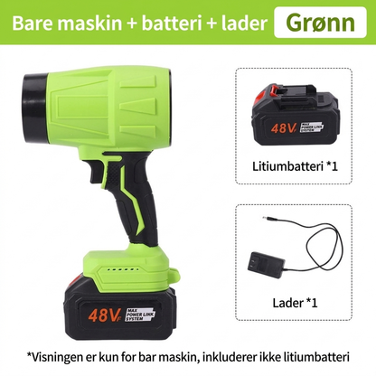 Batteridrevet løvblåser 48 V – til hage, terrasse og verksted