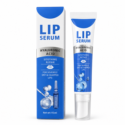 Fuktighetsgivende leppeserum med hyaluronsyre – pleie for tørre lepper, 15 ml